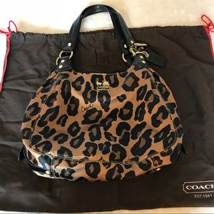 Satin Coach ocelot print bag, NWOT